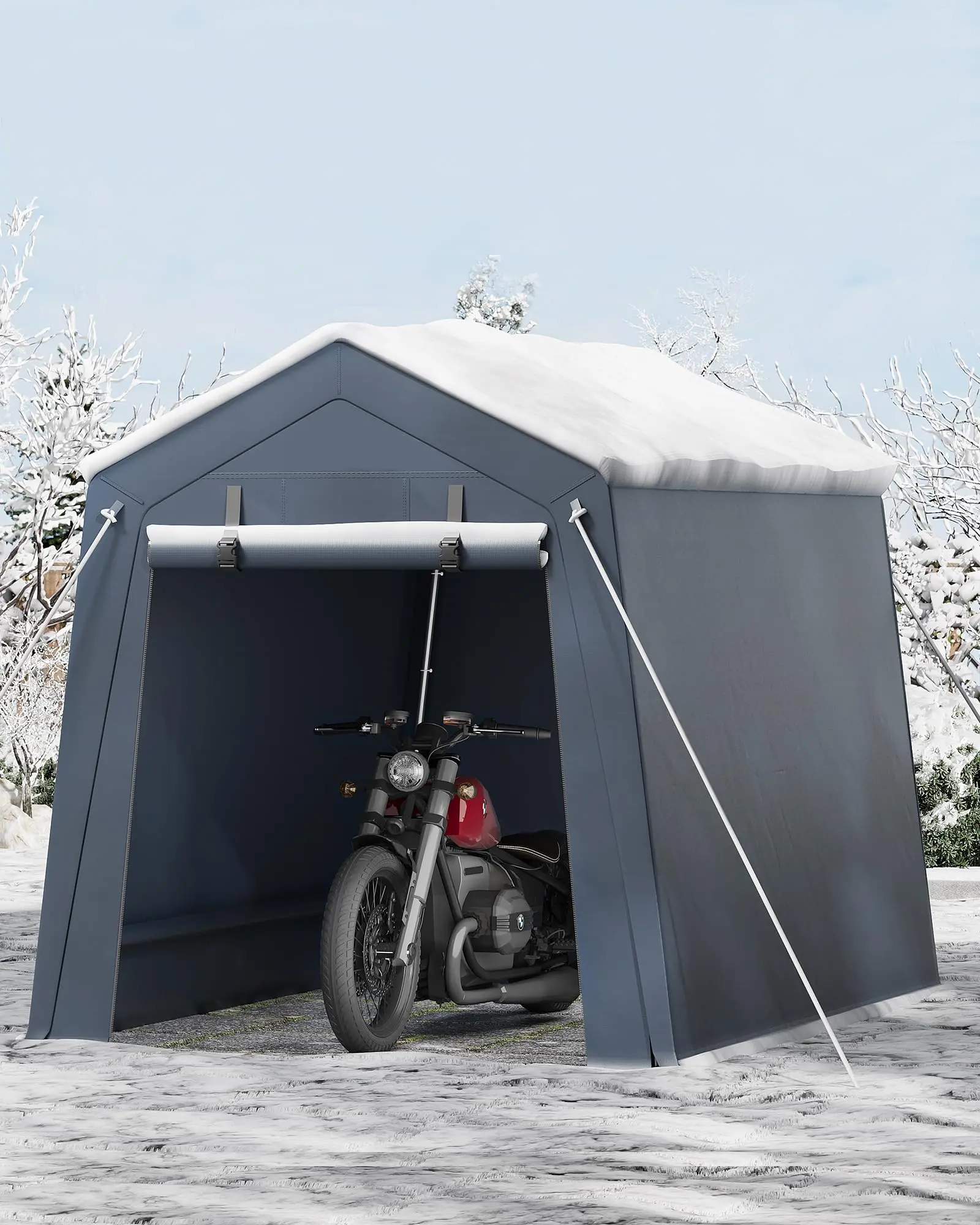GAOMON 6'×6' Heavy Duty Portable Storage Shed Tent with Roll-Up Door, Waterproof Heavy Duty Canopy for Bike/ATV/Motorcycle, All-Weather Outdoor Shelter
