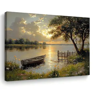 1-Piece 2D Flat Wooden Framed Cloth Painting, Nordic Minimalist Modern Artistic Decorative Wall Art, Suitable for Living Room, Bedroom, Office, Easter Home Decor