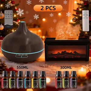 Sound Wave Therapy Gift Duo: 2 Cool Mist Aromatherapy Diffusers with 7-Color Mood Lights for Deep Relaxation