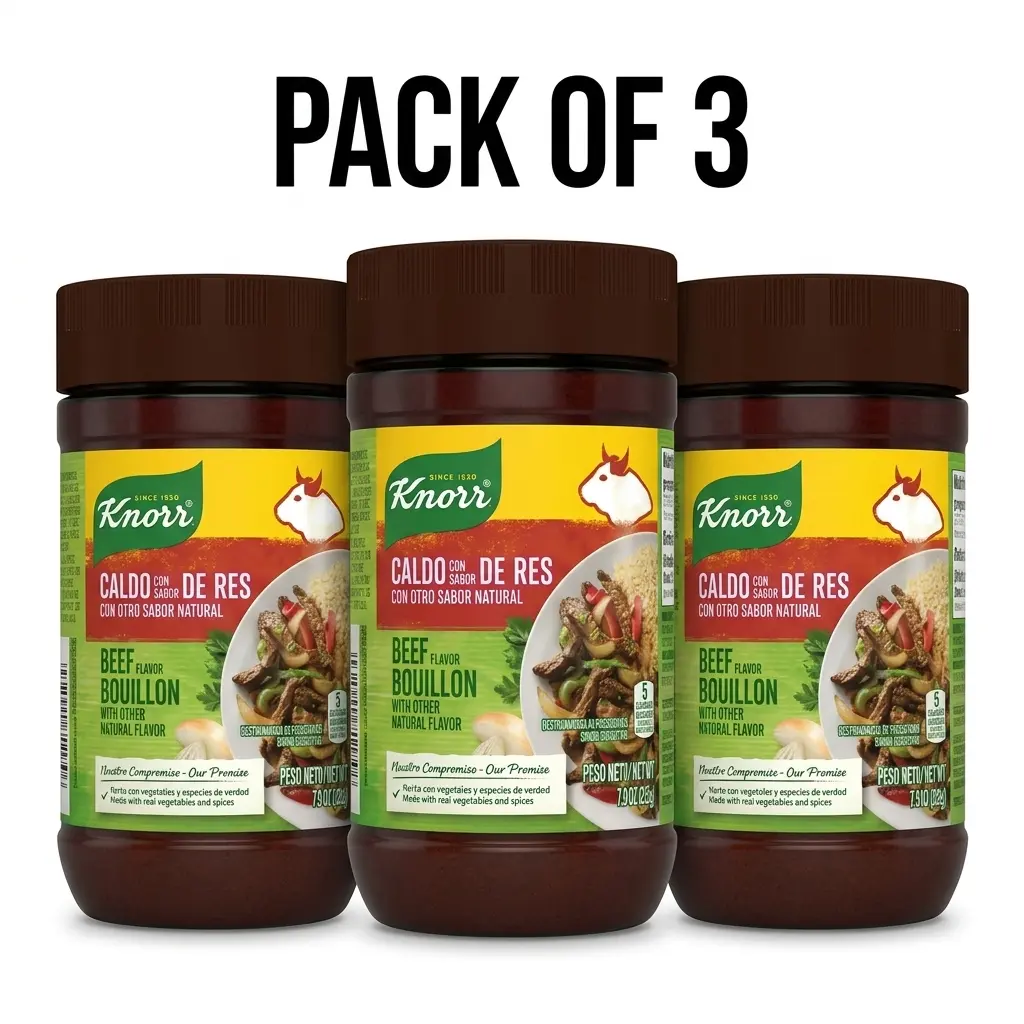 (3 PACK) Knorr Shelf Stable Paste Beef Bouillon –Savory Cooking Base for Soups, Rice, Stews, Sauces & Recipes Premium Pack