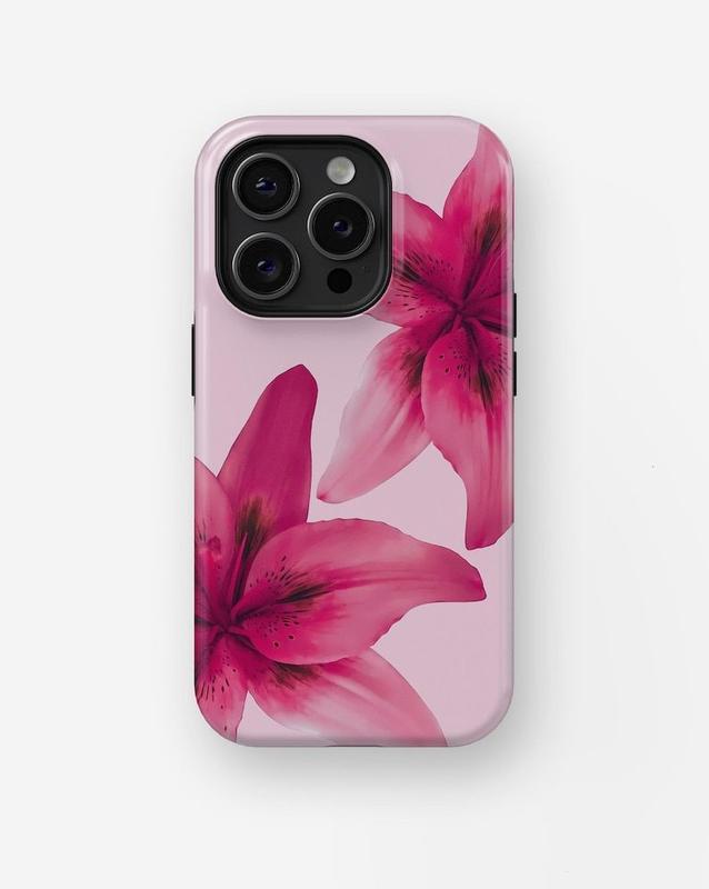 TIGER LILY Tough Designer Case – Pink Flower Phone Case | iPhone 11 12 13 14 15 16 X XR XS Pro Max Plus