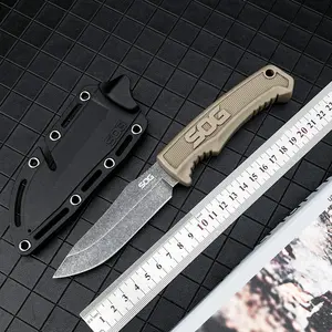 New FK1001 Camping Fixed-Blade Knife (with Sheath)  High-Hardness 7Cr13MoV Blade, Nylon Fiber Handle, Multi-Purpose Cutting EDC Adventure Tool, Outdoor Tools, Outdoor Survival Gear, Portable Jungle Outdoor Knife, Gift