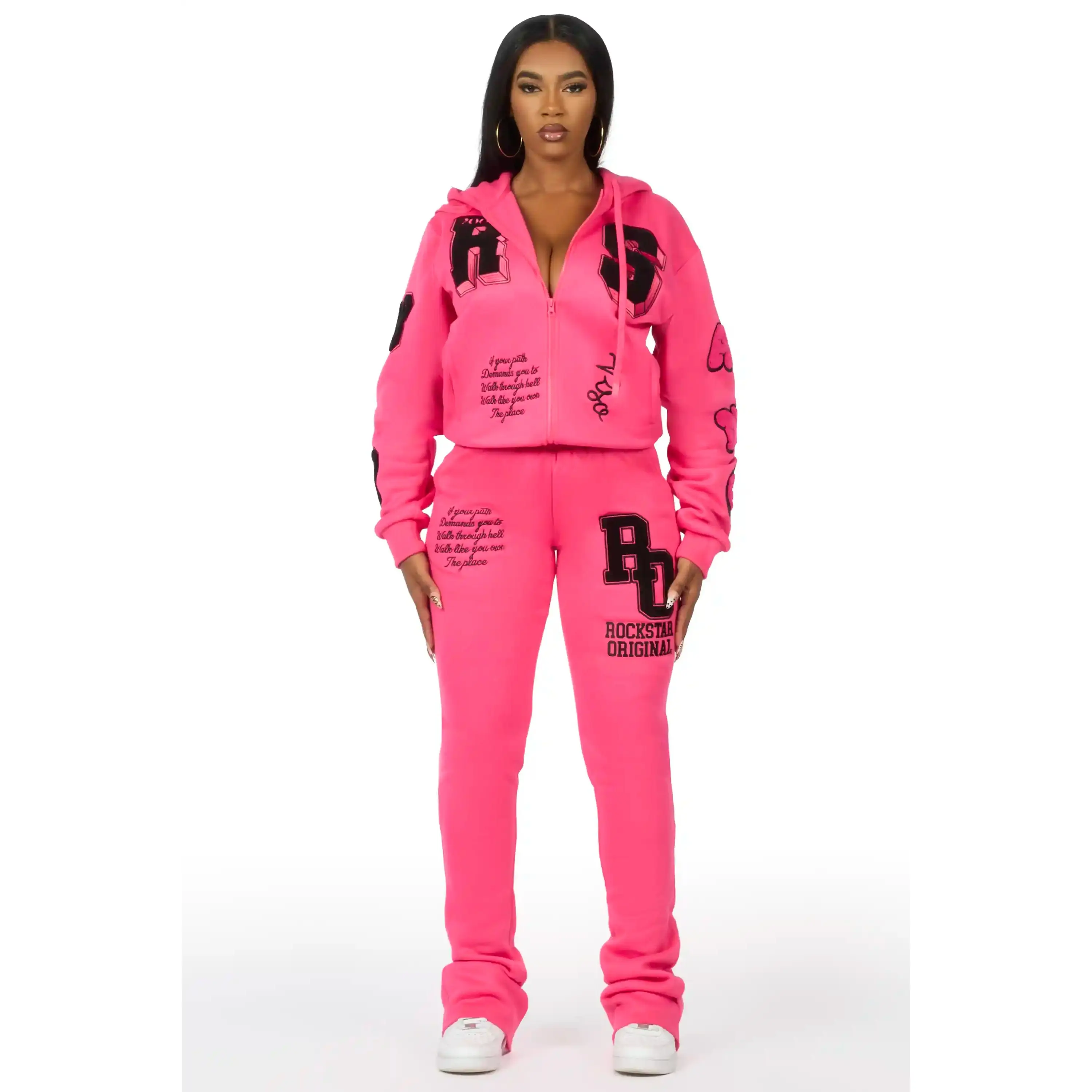 Leslee Pink/Black Super Stacked Track Set