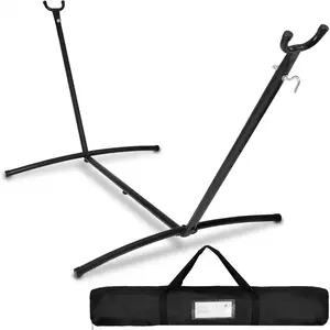 Super Deal Portable 9FT Hammock Stand, Heavy Duty 2 Person 620 LBS Capacity Steel Hammock Frame with Portable Carrying Case, Adjustable 6 Optional Hook Positions, Weather Resistant Black