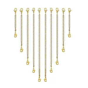 Necklace Extender 10Pcs Chain Extenders for Necklaces Bracelet,Gold and Silver Plated Extender Chain Necklace Chains for Jewelry Making