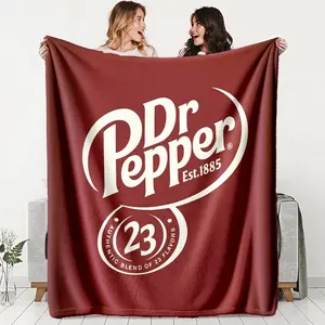 Comfortable Dr Pepper Classic Logo Flannel Blanket, Warm and Durable for Sofa, Office, Bed, Camping, Travel, Ideal Holiday Gift