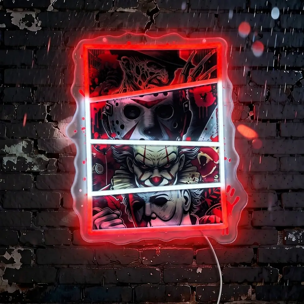 Horror Movie-Themed Neon Lights, LED Neon Signs, Classic Horror Movie Characters - Perfect for Movie Night Party Decorations, Haunted Houses, or Gothic Settings. Great for Halloween too! Perfect for Horror Movie Fans to Decorate with
