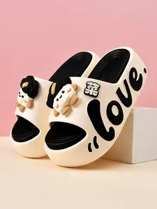 Women's Cute Cartoon Animal Print EVA Thick Soled Slippers, Lightweight Non-Slip Thick Sole Cloud Slides, Breathable Indoor Outdoor Casual Beach House Shoes, Sizes 35-40