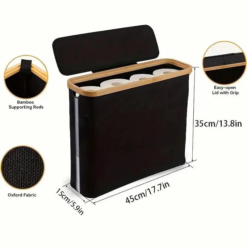 Toilet Paper Holder Storage Box, 1 Count Multi Purpose Bathroom Organizer with Lid, Prefer for Home Office or Laundry Room