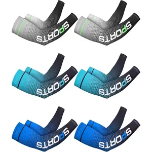6 Pairs Arm Sleeve UV Sun Protection Sleeves Cooling  Sleeve Anti Slip Ice Silk Warmers Arm Covers for Men Women