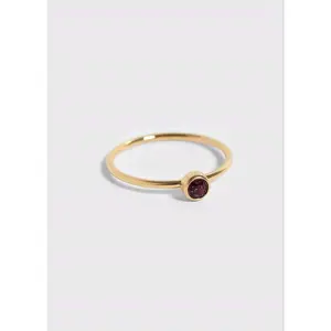 Gold PVD Stainless Steel Birthstone Stacking Ring, 18K, Waterproof & Hypoallergenic, Sentimental Gift, Stylish Fashion Accessory