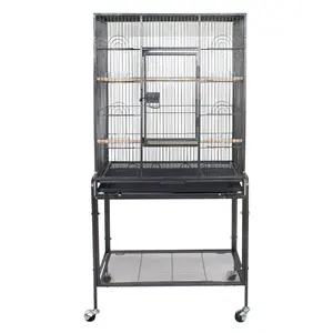 Pet Republic 53.3 in Large Wrought Iron Bird Cage W/Perches for Cockatiels Parrot Parakeet Black