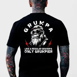 Monkeysober Pure Cotton Men's Suitable For All Seasons Grumpa Like A Regular Grandpa Only Grumpier Funny Gift Monkey T-shirt