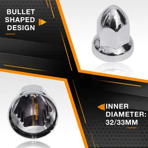 60 Pack Lug Nut Covers for Semi Trucks, 33mm by 2-1/2" Thread On Push-on Nut Cover Caps ABS Plastic Anti-Rust