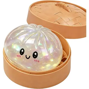 Glitter Dumpling, Glitter Dumpling Squishy Box, Dumplings Squishy, Anxiety Relief Fidget, Soft Squeeze Decompression Dough (White)