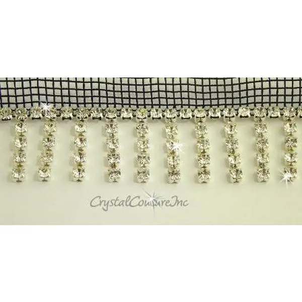 Crystal/Silver Rhinestone Fringe Trim