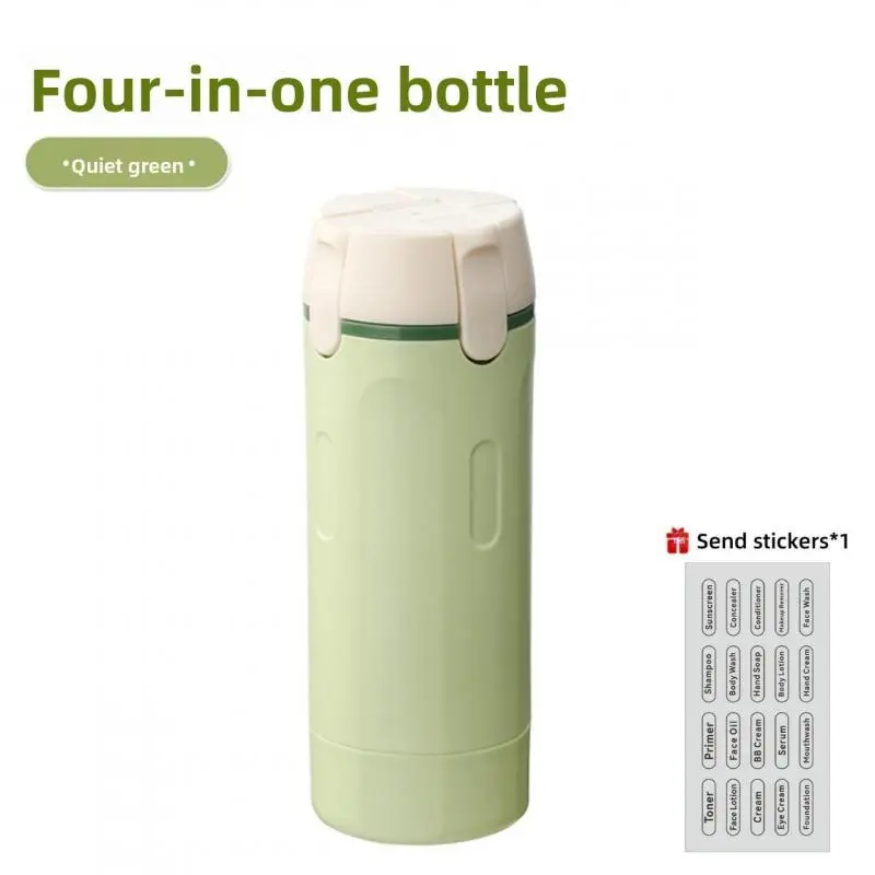 4-in-1 Travel Dispenser Bottle for Toiletries Portable Cosmetic Shampoo Storage Lotion Compact Plastic Container Wholesale Easy Press Smooth Flow bottle ideal
