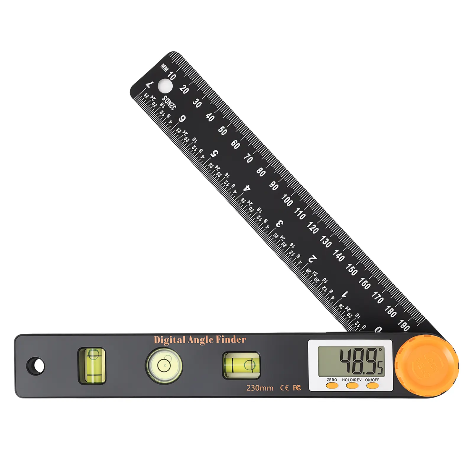 GJANSH Digital Angle Finder, 7 inch /200mm T-Bevel Protractor Ruler,Horizontal Vertical Bubble levels with Large LED Screen, 0-360° Measuring Tool,Suitable for Woodworking/Construction/DIY