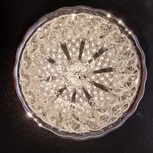 Silver Peacock Feather Glow-in-the-Dark Artisan Porcelain Teacup