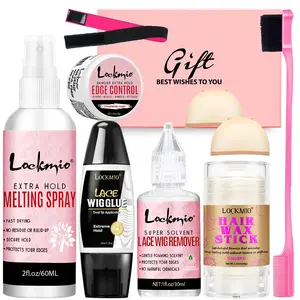 9-Piece Wig Styling Kit, Glue Water Spray, Edge Control Wax Stick, Lace Wig Net, Hair Brush, Gift Box Set, Lace Wig Cap