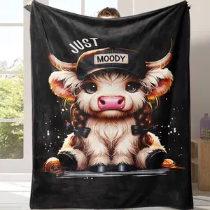 Cartoon Cow Pattern Blanket, Cow Print Blanket, Counts Soft Comfortable Throw Blanket, Air-conditioned Room Blanket, Warm Nap Blanket for Home & Office Suitable for all four seasons A gift suitable for fans, friends and children