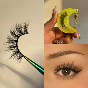 Full Moon Bundle – ‘Moonbaby’ Dreamy Mink Lashes (1 Pair) + Reusable Moon Case, Pink Tweezer, Spoolie & 3 Stickers