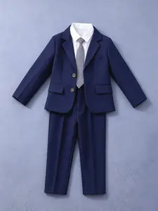 Boys' Formal Suit Set, Elegant Solid Color Blazer and Pants, Perfect for Weddings, Parties, Christmas, Kids' Special Occasion