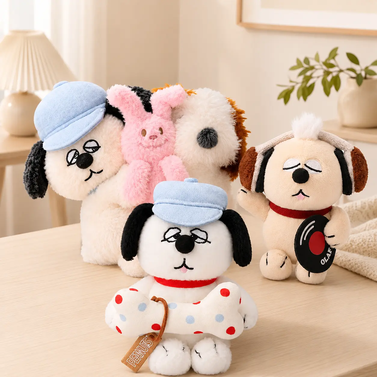 MINISO Cute Snoopy Olaf Stuffed Toy Charms, Adorable Hug-Style Small Doll Pendants for Bags/Keys (Toys & Hobbies Stuffed Doll Accessories)