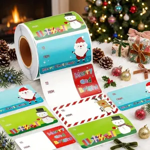 Christmas Gift Labels Stickers Roll 200PCS Copper Adhesive Holiday Stickers for Christmas Presents Festive Decoration Labels for Gift Wrapping and Party Supplies