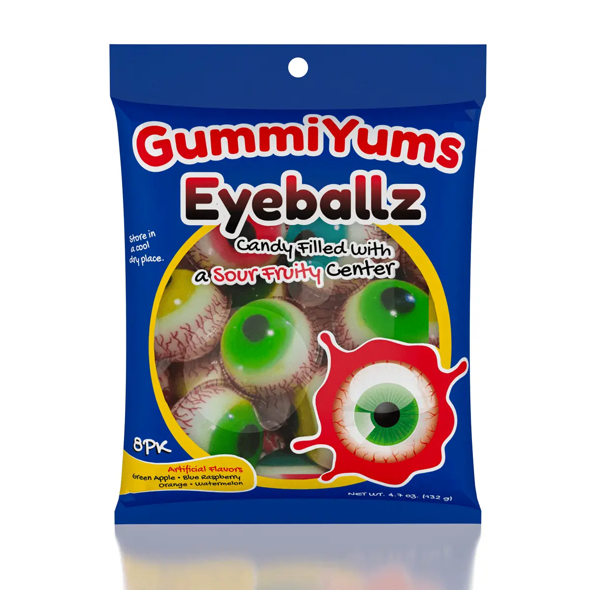 GummiYums! EyeBallz (8pc) | Marshmallow Candy W/ Sour Fruity Centre