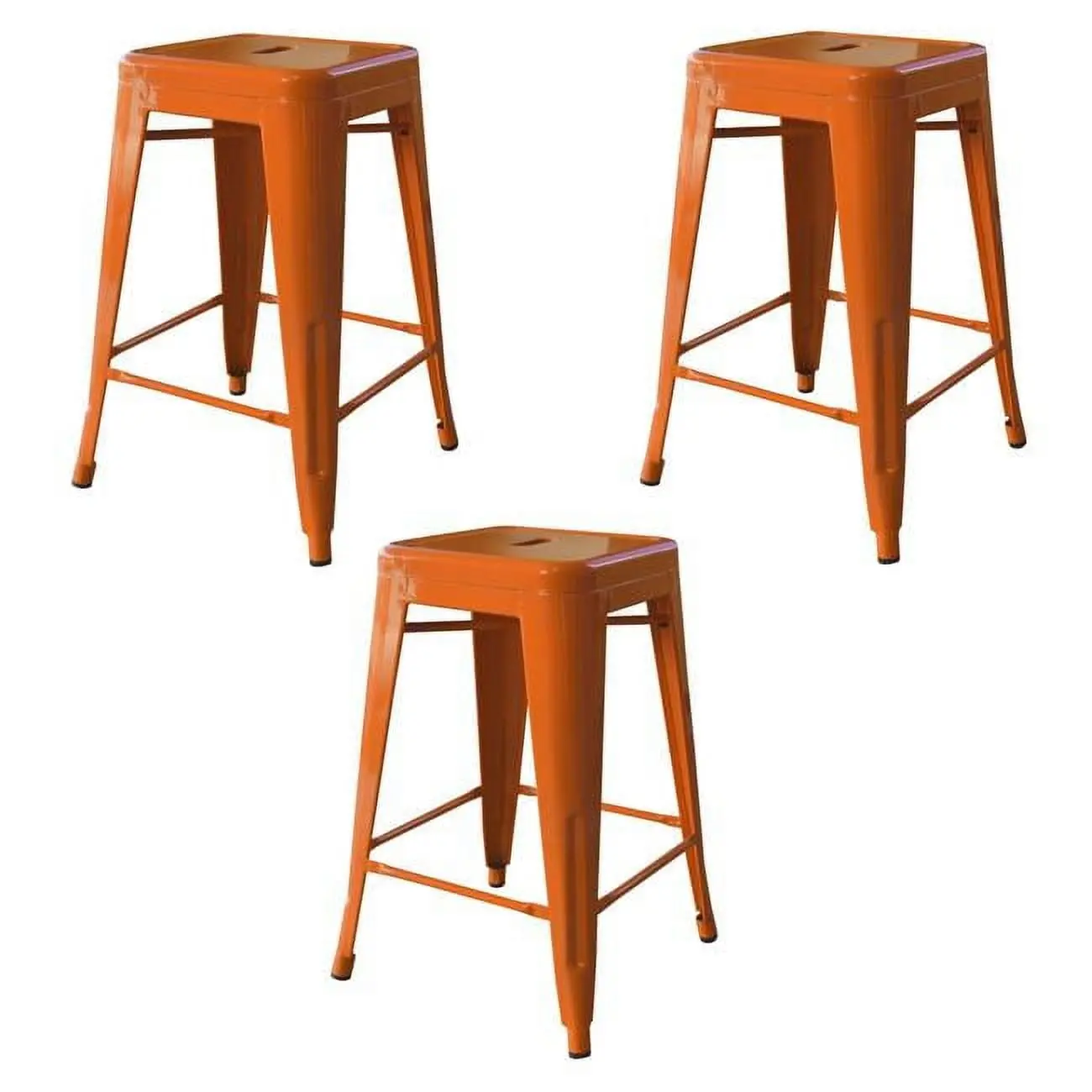 Ameri Home BS24ORNG3 24 in. Orange Metal Loft Bar Stool - 3-Piece Elevated Home Barstools