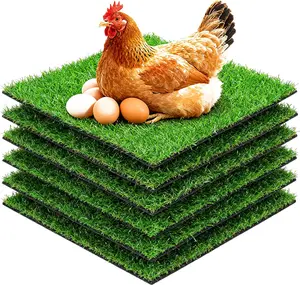 Chicken Nesting Pads, 12" x 12" Nesting Pads for Chicken Coop, 6 Pack Washable Artificial Grass Rug Carpet Synthetic Turf Mat, Nesting Box Pad for Pet Birds and Poultry (12" x 12")