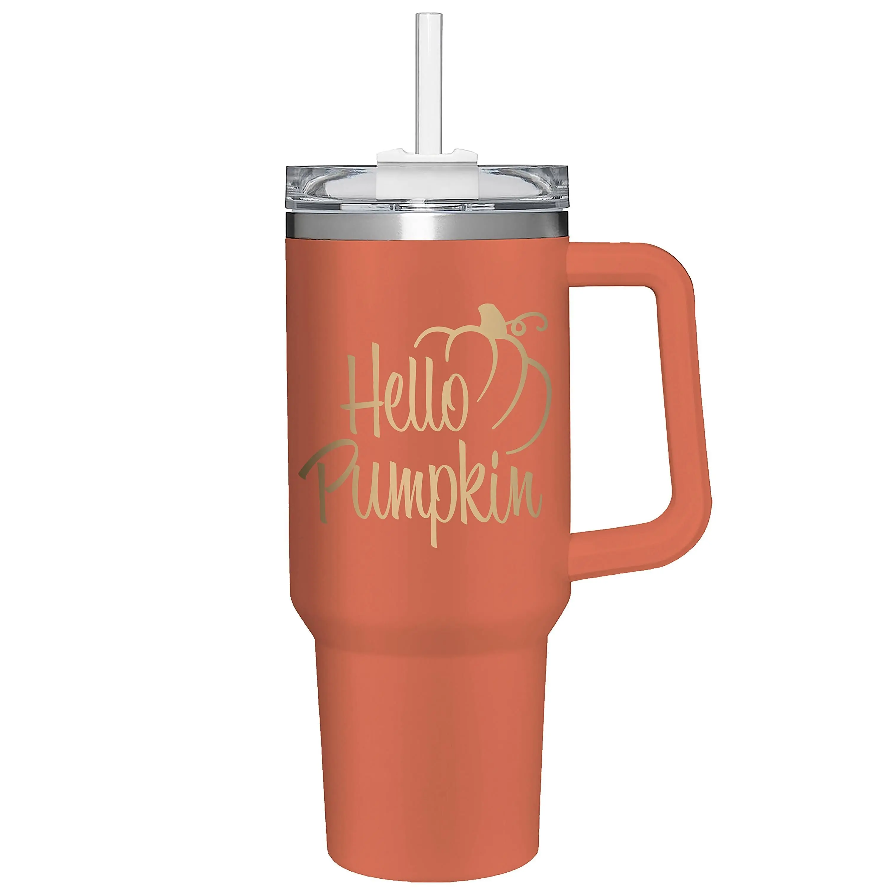 Hello Pumpkin Double Wall Stainless Steel Cup w/ Straw, 40oz, Gift Box