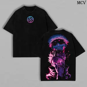 Jujutsu Kaisen Vintage Tee – Gojo Satoru x Ryomen Sukuna Oversized Wash T-Shirt, Heavy Cotton JJK Anime Shirt.