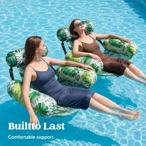 1/2 Pack Leaf Print Floating Lounge Chair Adult Inflatable Water Seat Portable Summer Beach Lake Pool Party Relaxation Float