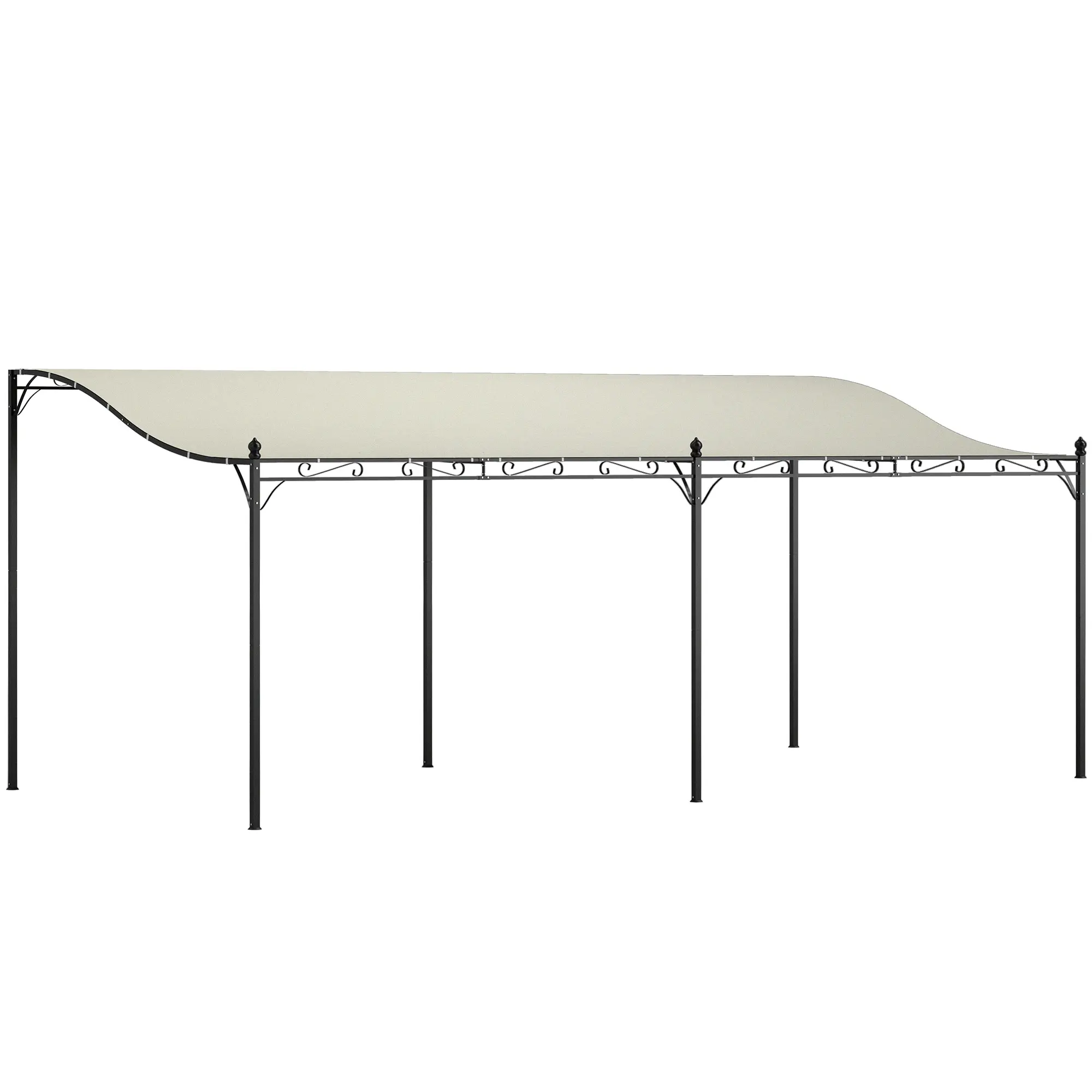 10'x20' Wall-Mounted Metal Outdoor Pergola Canopy, Cream White Patio Shelter with Drainage Holes for Backyard Garden