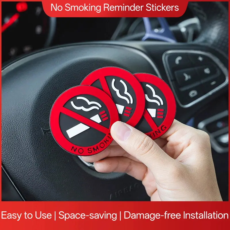 Automotive No Smoking Sign Complete Collection - Self-Adhesive Vehicle Reminder & Warning Stickers, Car Interior Decoration Accessories