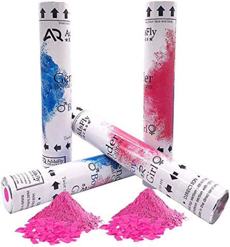 Addsfly Rocks Gender Reveal Surprise Party Confetti Cannon poppers Bundle-Premium Compressed Air Party Popper - Gender Reveal Party Supplies - Includes powder & Confetti  Colorful