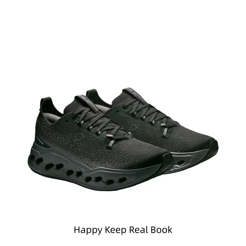 Long-Distance Training Running Shoes, Triple Black Colorway, Engineered Mesh Upper