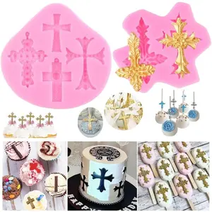 2 Pcs Silicone Cross Molds Baptism Cake Decorations Toppers for Baptism Party Supplies