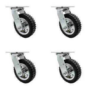 212 MAIN Service Caster SCC-100S150-PNB-BSL-4 6 in. Swivel Pneumatic Rubber Lockable Wheels Casters, Black, Bolt Lock, Set of 4