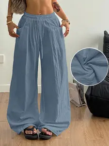 Women's Wide-Leg Pants Slimming Pleated Design Comfortable Stylish Summer Wear, Perfect for Casual & Everyday Style