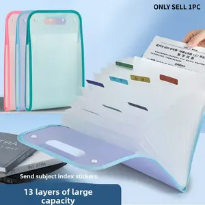 A4 Vertical File Folder with 13 Compartments, Large Capacity Document Organizer, Portable Exam Paper Storage Bag for School Office Supplies, Test Booklet Collection Folder, Stationery Organizer with Z