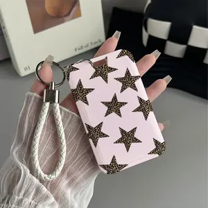 Leopard Stars Pattern Design Decorative Plastic Id Card Holder With Lanyard for Doctors, Nurses, Students-Bus Card Case, Campus Card Protector Perfect Halloween Christmas Gift