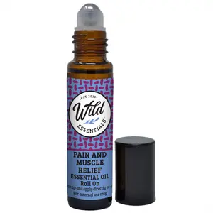 Wild Essentials Pain and Muscle Relief Essential Oil Roll On, 10ml for Sore Muscles, Migraines, Congestion, Pure, Premium Grade Essential Oils and Organic Jojoba Oil, Ready to Use, All Natural
