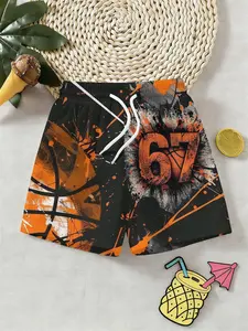Boys' Basketball Shorts, High Saturation, 67 Drawstring Breathable Design, Outdoor Travel Beach Vacation, Birthday Gift, Sports Shorts