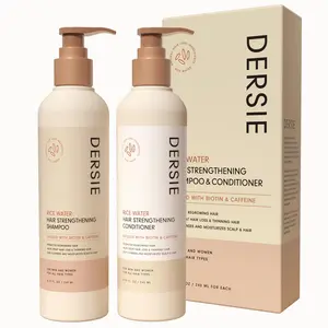 DERSIE Rice Water Hair Growth Shampoo & Conditioner with Biotin & Caffeine for Thinning Hair - Women & Men - Strengthening Formula for Scalp & Hair Care