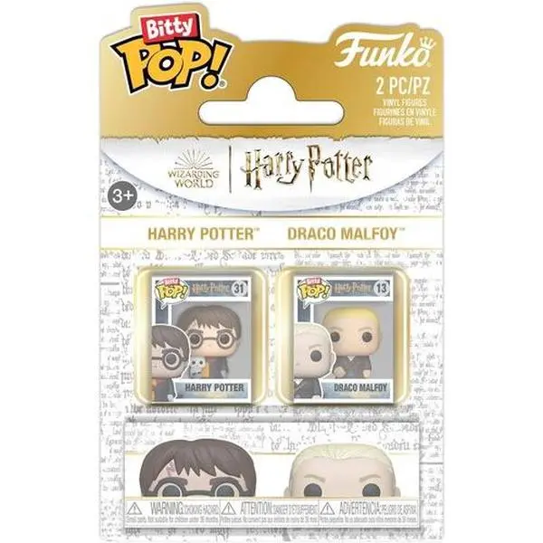 Funko Bitty POP!: Harry Potter 2-Pack - Harry & Draco  [COLLECTIBLES] Action figurine/statue, Collectible, 2 Pack, Draco Malfoy, Choking Hazard Small Parts, Detachable Bottom Lids