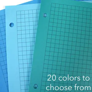 Colored Loose Leaf Paper | Lined Grid Paper | 3 Hole Punch Paper | Rainbow Paper