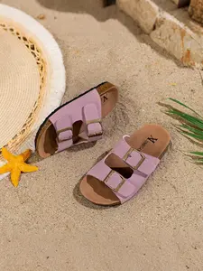 Summer Kids Cork Sandals, Adjustable Buckle Non-Slip Flip Flops, Unisex Beach Shoes, Multiple Colors, Slip-On, Comfortable Daily Wear, Rubber Sole Sandals